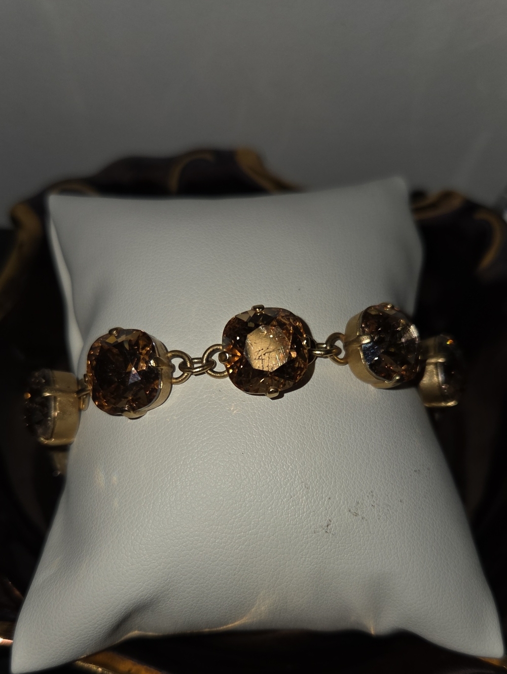[Signed Catherine Popesco] Beautiful Amber Coloured Rhinestoned Bracelet